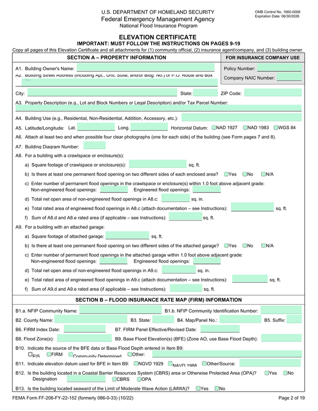 Flood Insurance Application (NFIP Page 1) screenshot