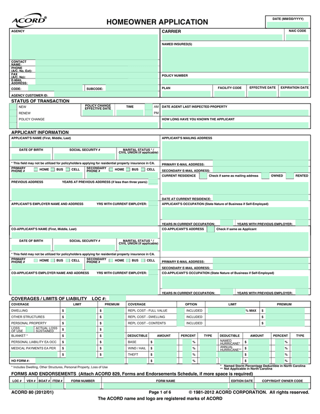 Flood Insurance Application (NFIP Page 1) screenshot