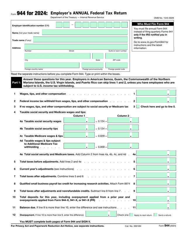 EmployerS Quarterly Federal Tax Return (Form 941) screenshot