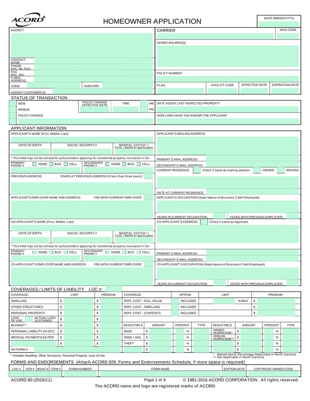 Flood Insurance Application (NFIP Page 1) screenshot