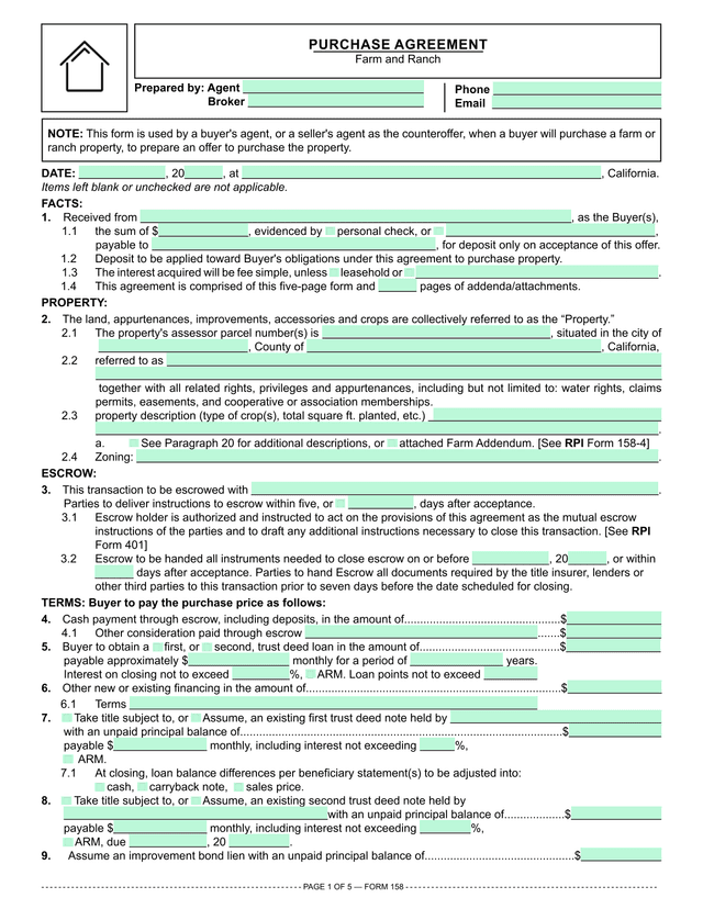 Commercial Income Property Purchase Agreement (RPI 159) screenshot