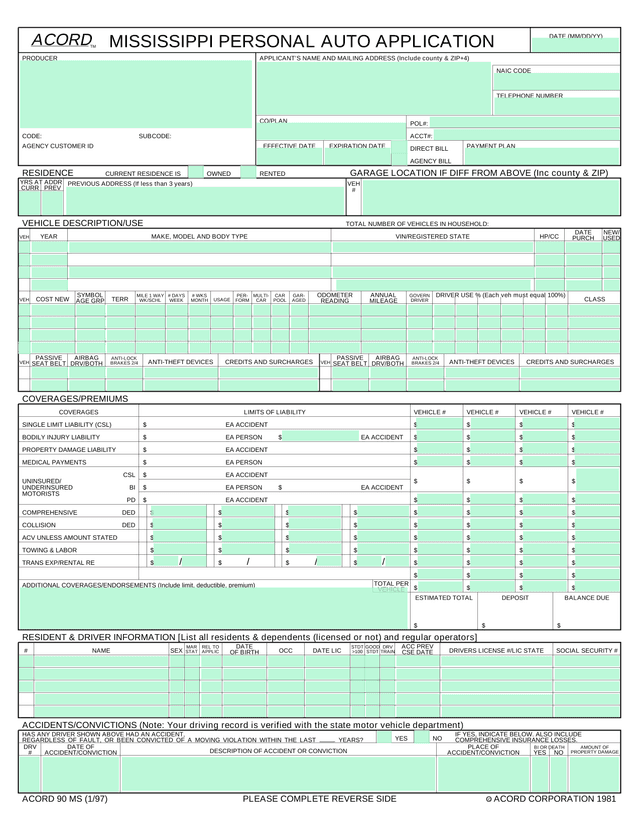 Flood Insurance Application (NFIP Page 1) screenshot